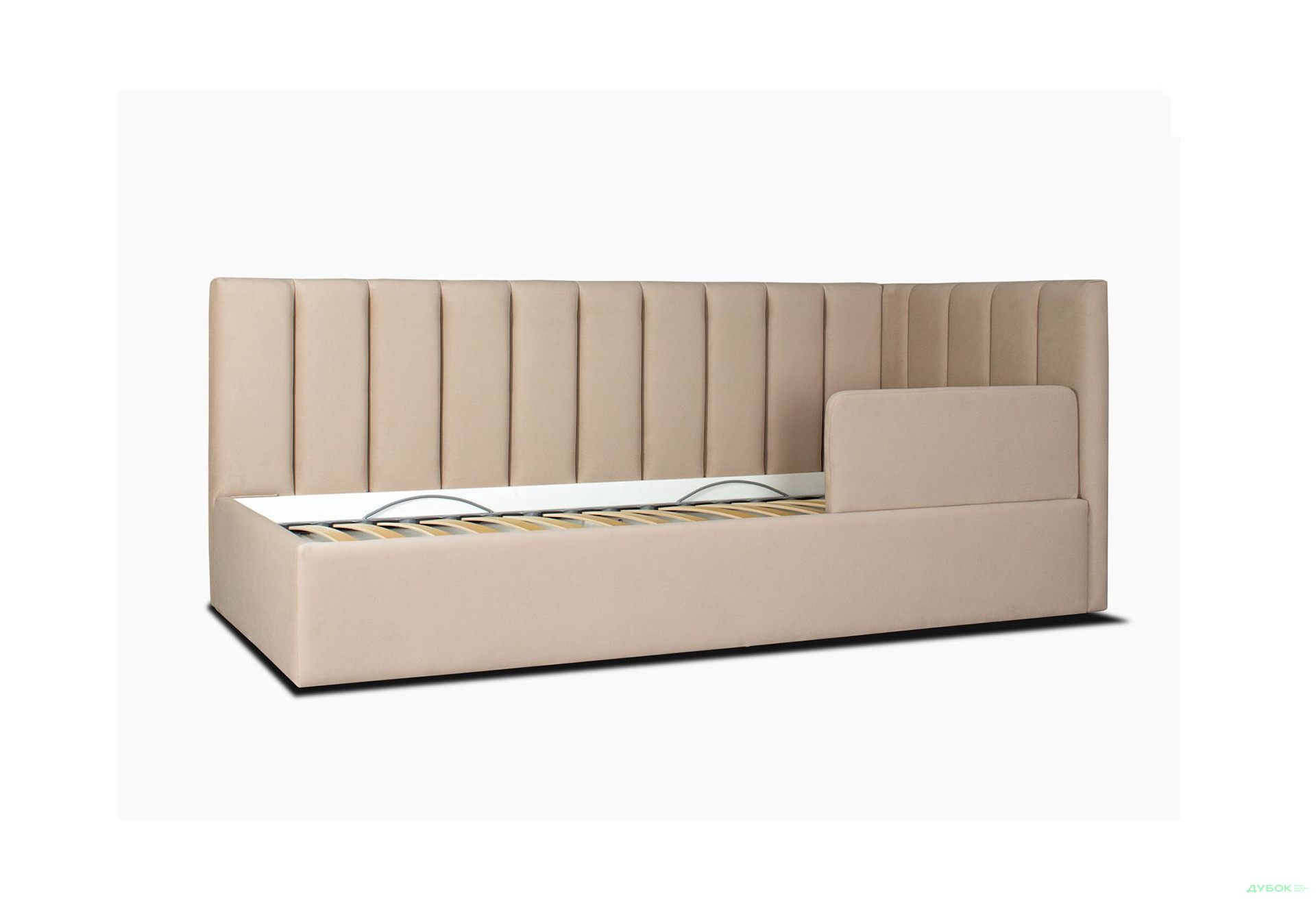 Ліжко-подіум Eurosof Софі 90х200 см з нішею та металопідйомником + бортик, бежевий - Зображення 3 Зображення 3 - Ліжко-подіум Eurosof Софі 90х200 см з нішею та металопідйомником + бортик, бежевий