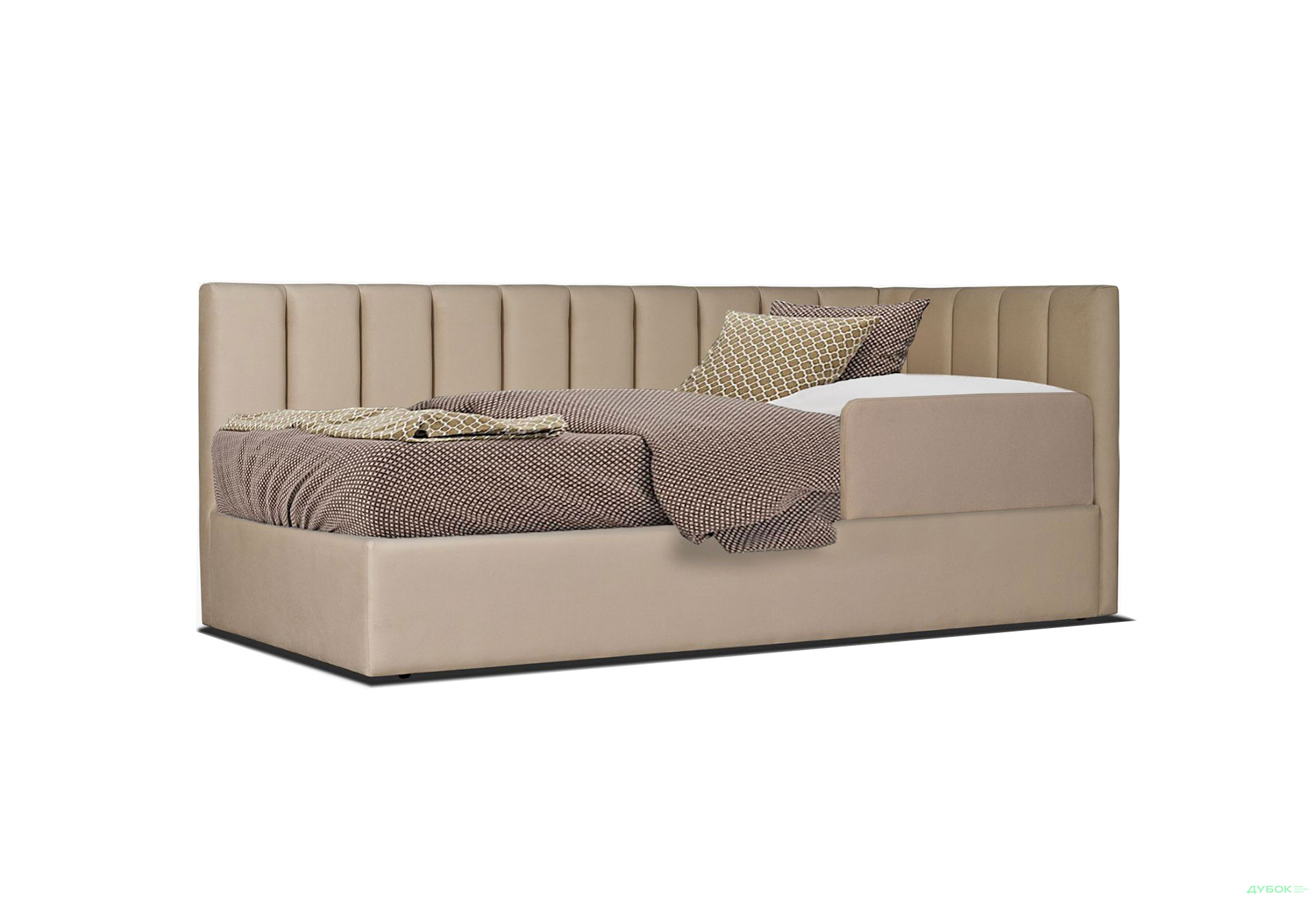 Ліжко-подіум Eurosof Софі 90х200 см з нішею та металопідйомником + бортик, бежевий - Зображення 1 Зображення 1 - Ліжко-подіум Eurosof Софі 90х200 см з нішею та металопідйомником + бортик, бежевий
