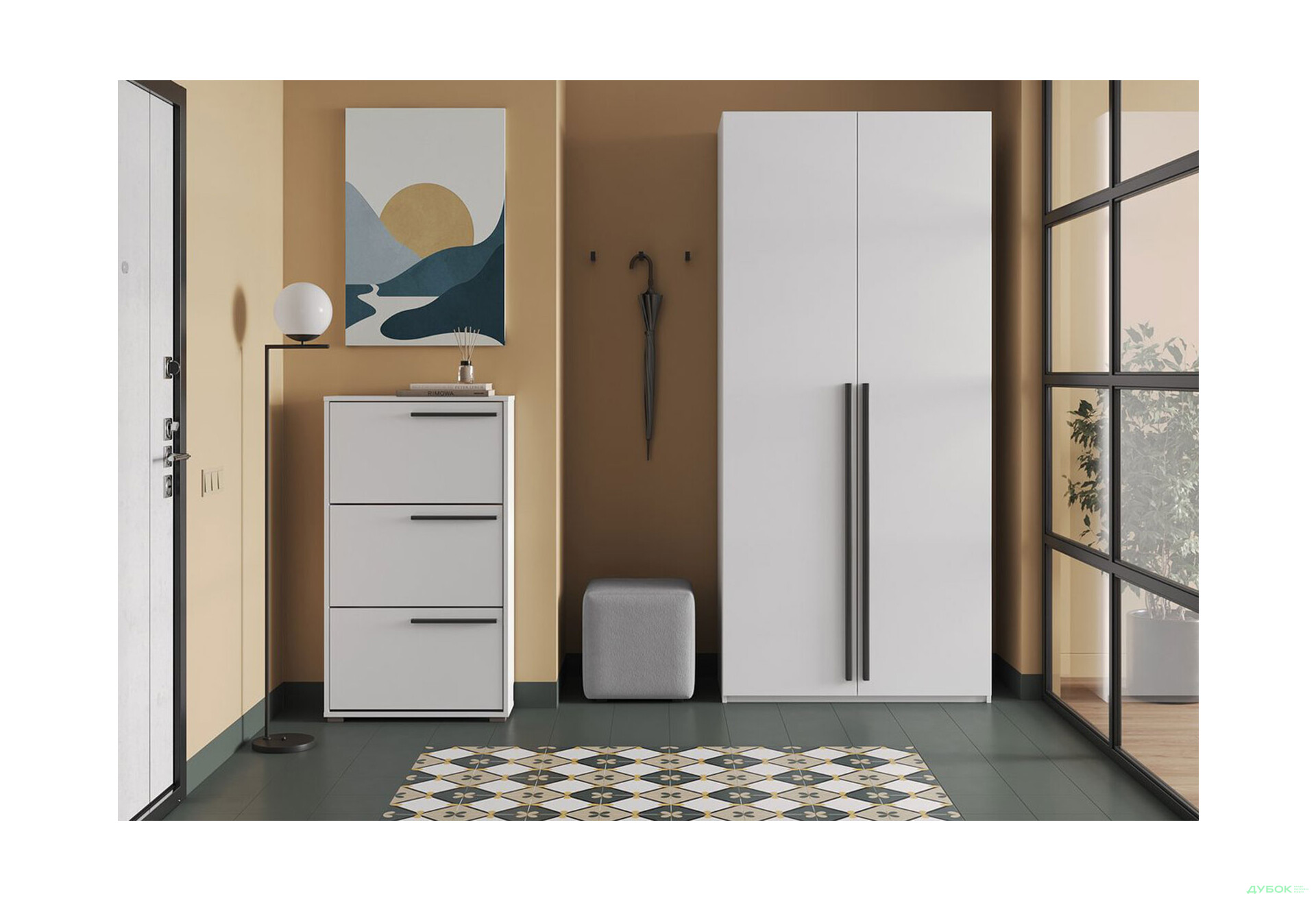 Зображення 3 - Шафа Kredens furniture Venus (0018) 2-дверна з полицями і штангою 100 см, біла