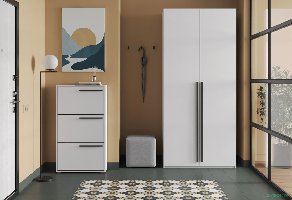 Зображення 3 - Шафа Kredens furniture Venus (0018) 2-дверна з полицями і штангою 100 см, біла