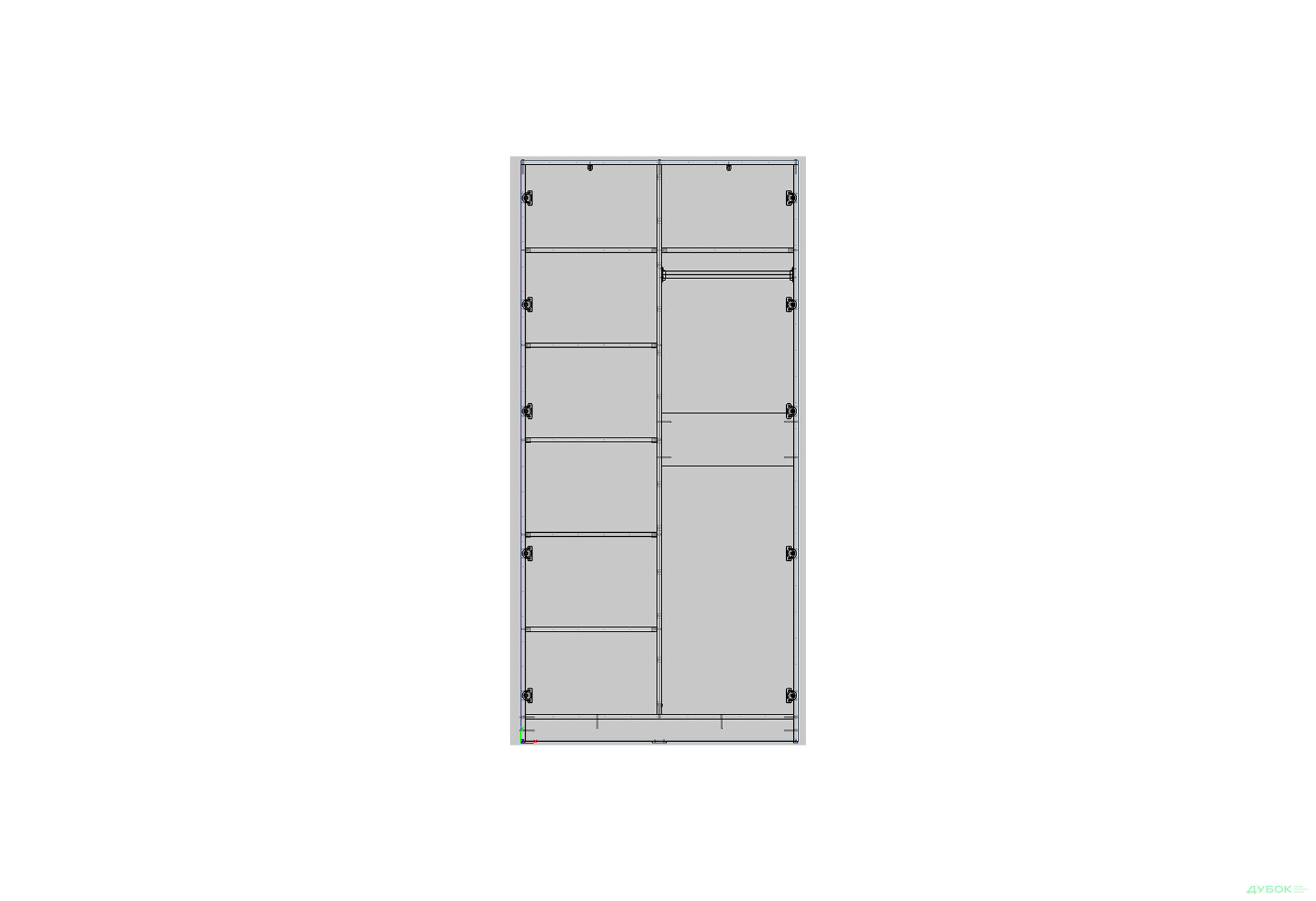 Шафа Kredens furniture Venus (0018) 2-дверна з полицями і штангою 100 см, біла - Зображення 2 Зображення 2 - Шафа Kredens furniture Venus (0018) 2-дверна з полицями і штангою 100 см, біла