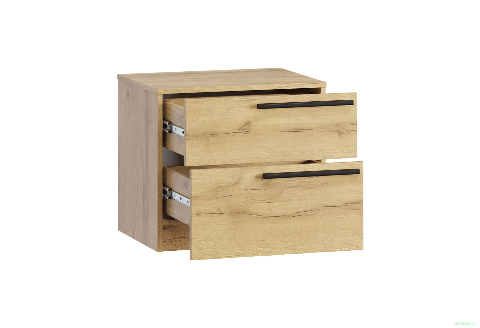 Приліжкова тумба Kredens furniture Venus (0003) з 2 шухлядами 55 см, дуб аппалачі - Зображення 4 Зображення 4 - Приліжкова тумба Kredens furniture Venus (0003) з 2 шухлядами 55 см, дуб аппалачі