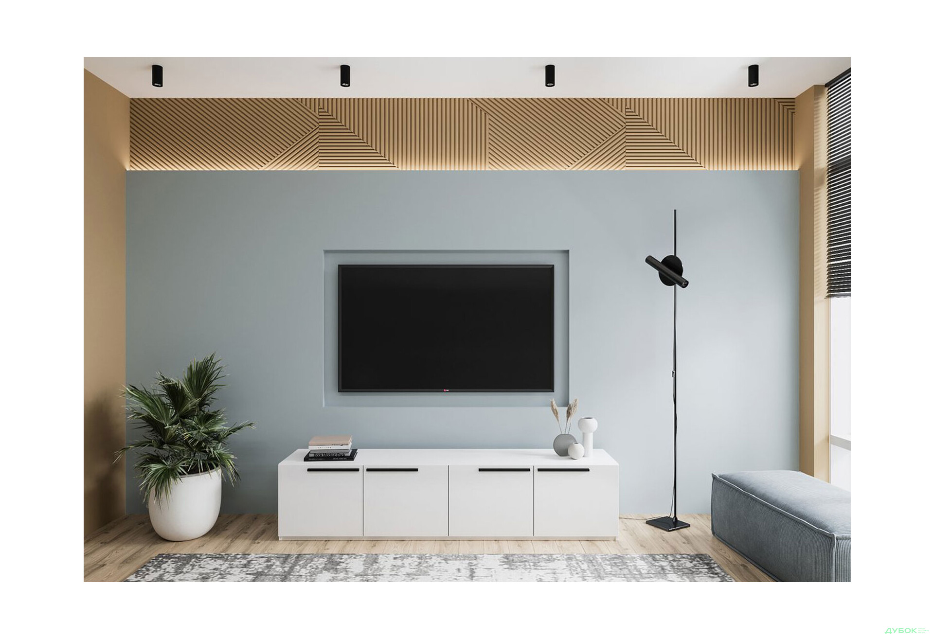 Тумба під ТВ Kredens furniture Venus (0004) з 4 дверцятами 200 см, білий - Зображення 2 Зображення 2 - Тумба під ТВ Kredens furniture Venus (0004) з 4 дверцятами 200 см, білий