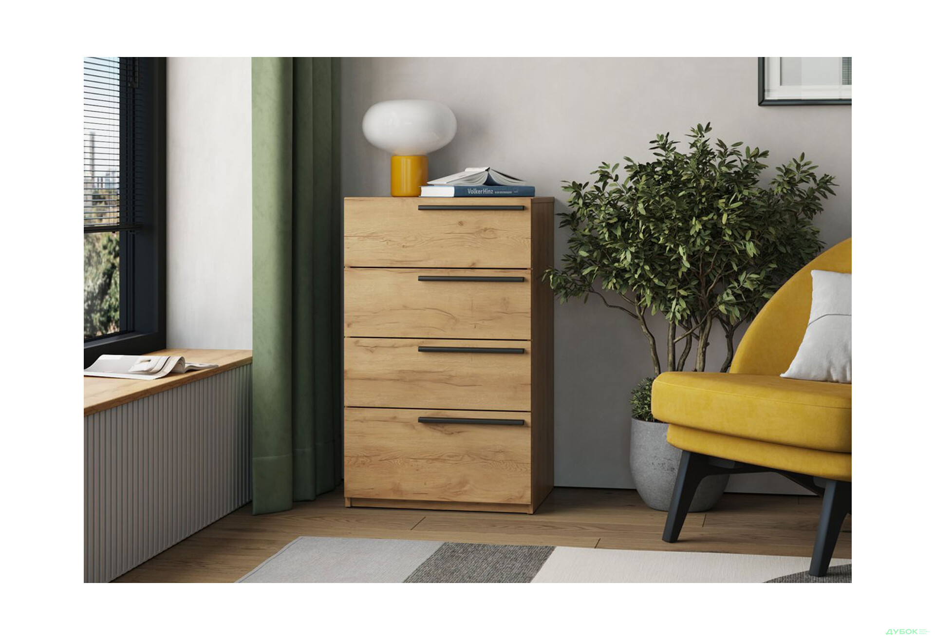 Комод Kredens furniture Venus (0007) з 4 шухлядами 55 см, дуб аппалачі - Зображення 2 Зображення 2 - Комод Kredens furniture Venus (0007) з 4 шухлядами 55 см, дуб аппалачі