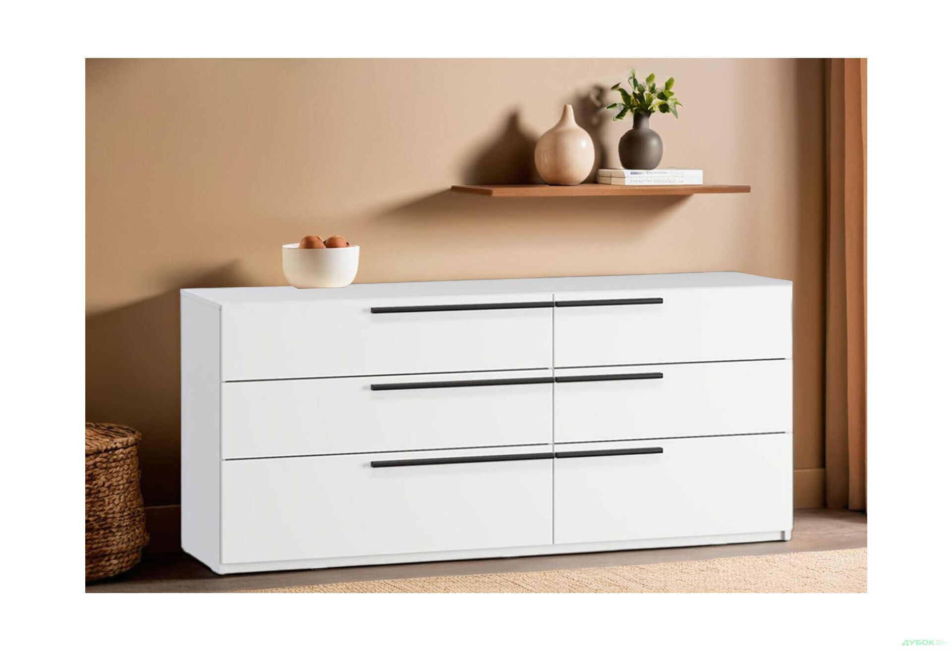 Комод Kredens furniture Venus (0008) з 6 шухлядами 160 см, білий - Зображення 2 Зображення 2 - Комод Kredens furniture Venus (0008) з 6 шухлядами 160 см, білий