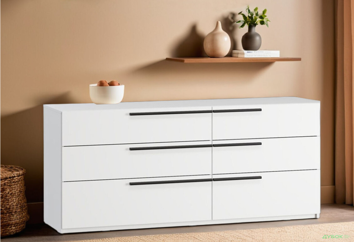 Комод Kredens furniture Venus (0008) з 6 шухлядами 160 см, білий - Зображення 2 Зображення 2 - Комод Kredens furniture Venus (0008) з 6 шухлядами 160 см, білий