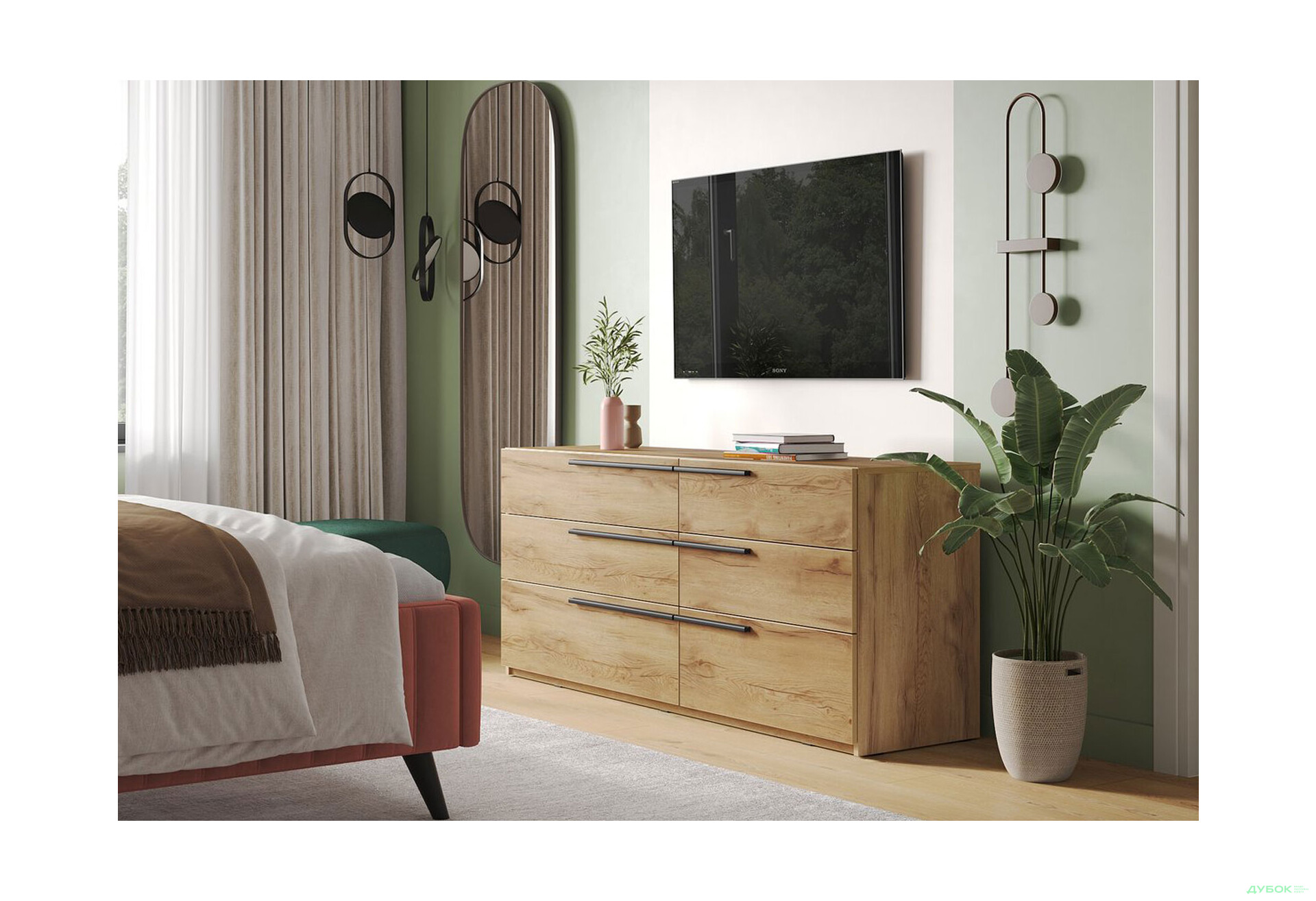 Комод Kredens furniture Venus (0008) з 6 шухлядами 160 см, дуб аппалачі - Зображення 2 Зображення 2 - Комод Kredens furniture Venus (0008) з 6 шухлядами 160 см, дуб аппалачі