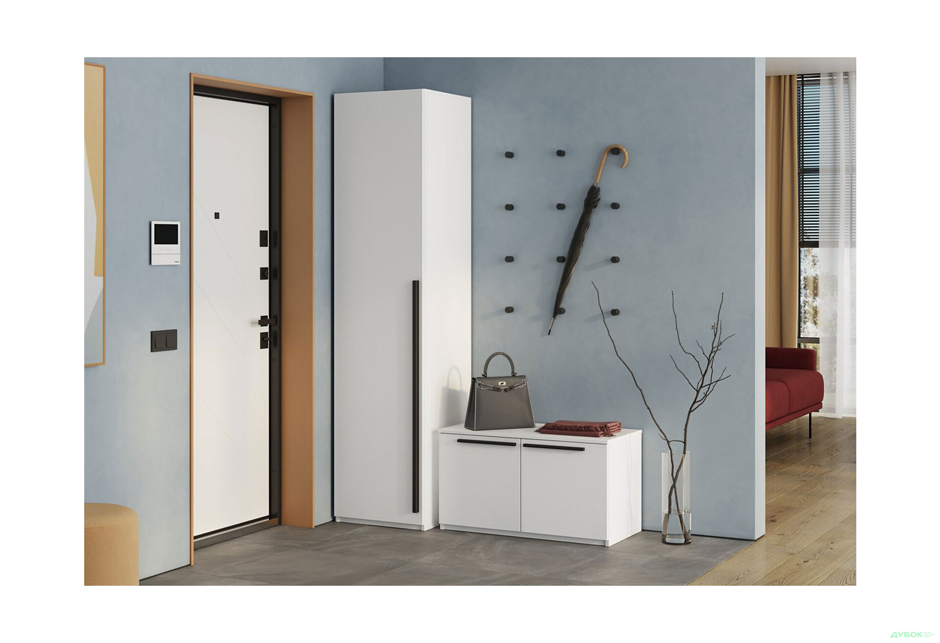 Шафа-пенал закритий Kredens furniture Venus (0011) (штанга) 50 см, біла - Зображення 2 Зображення 2 - Шафа-пенал закритий Kredens furniture Venus (0011) (штанга) 50 см, біла