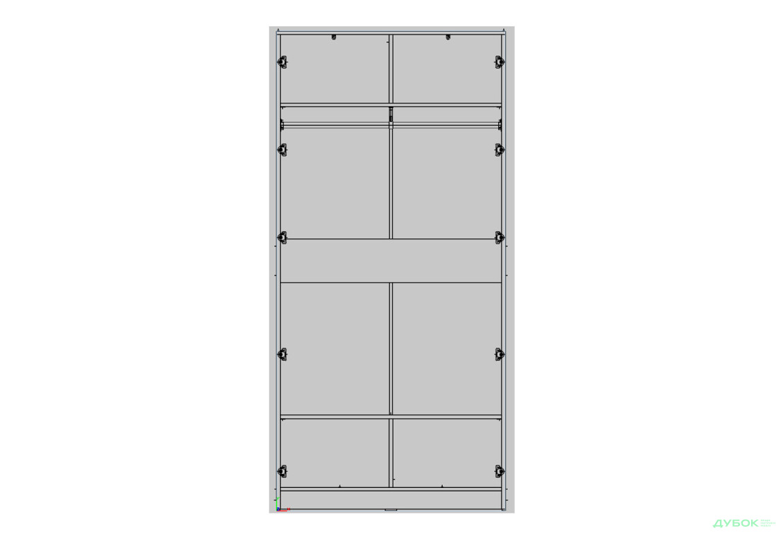 Шафа Kredens furniture Venus (0013) 2-дверна зі штангами і полицями знизу 100 см, біла - Зображення 2 Зображення 2 - Шафа Kredens furniture Venus (0013) 2-дверна зі штангами і полицями знизу 100 см, біла