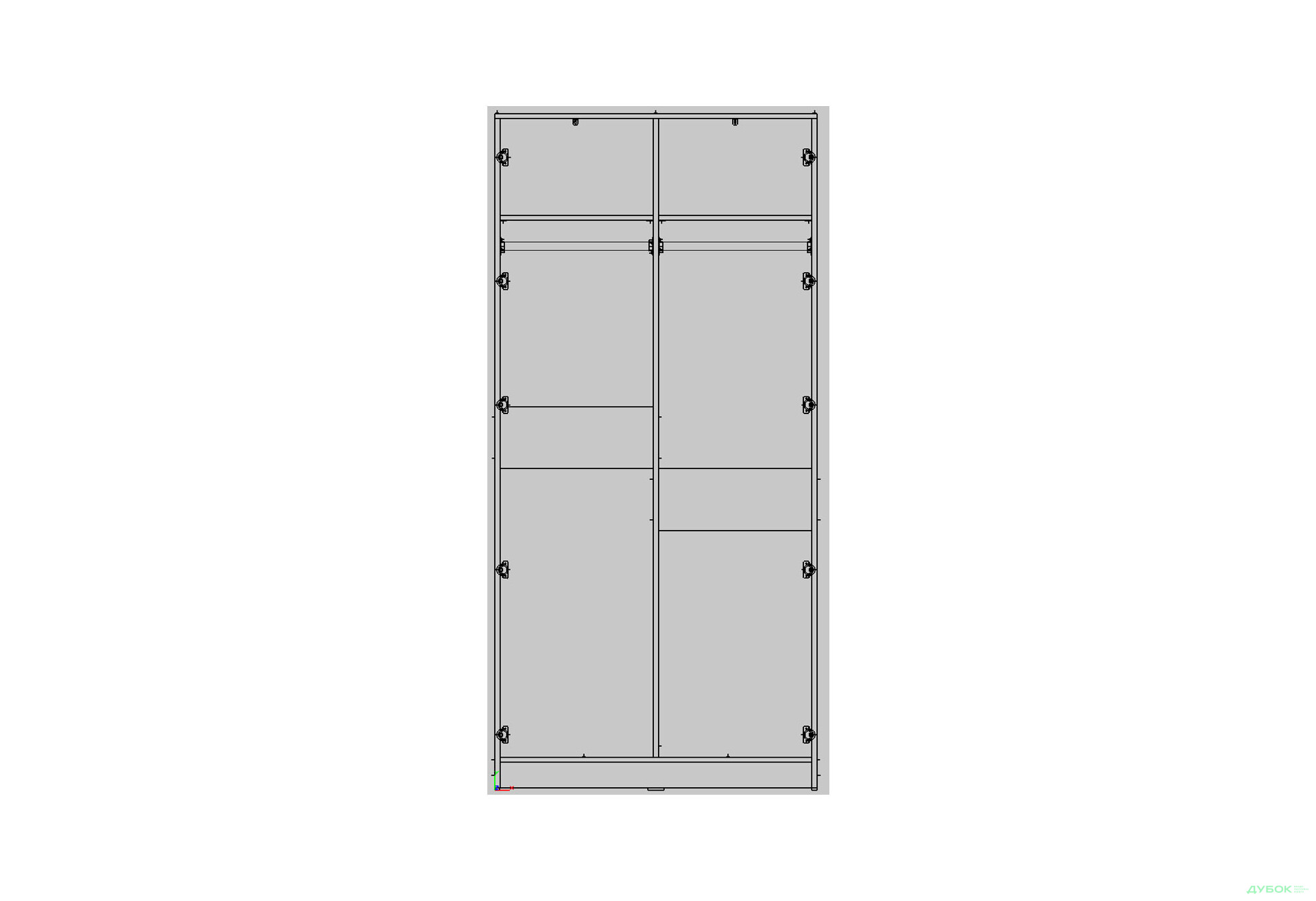 Зображення 2 - Шафа Kredens furniture Venus (0014) 2-дверна зі штангою 100 см, дуб аппалачі