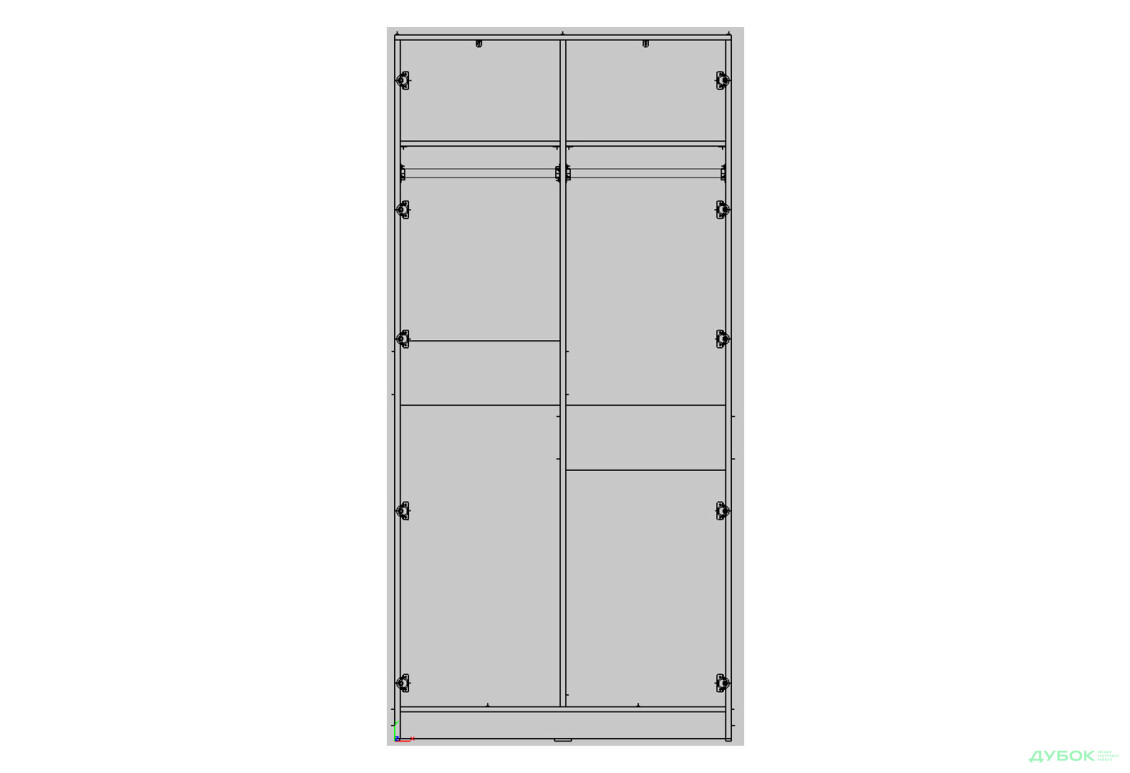 Зображення 2 - Шафа Kredens furniture Venus (0014) 2-дверна зі штангою 100 см, дуб аппалачі