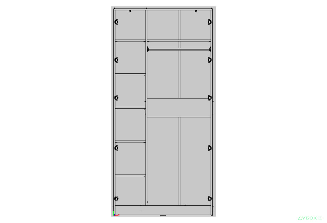 Зображення 2 - Шафа Kredens furniture Venus (0015) 2-дверна зі штангою і полицями 100 см, біла