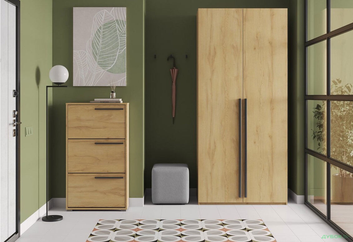 Зображення 3 - Шафа Kredens furniture Venus (0015) 2-дверна зі штангою і полицями 100 см, дуб аппалачі