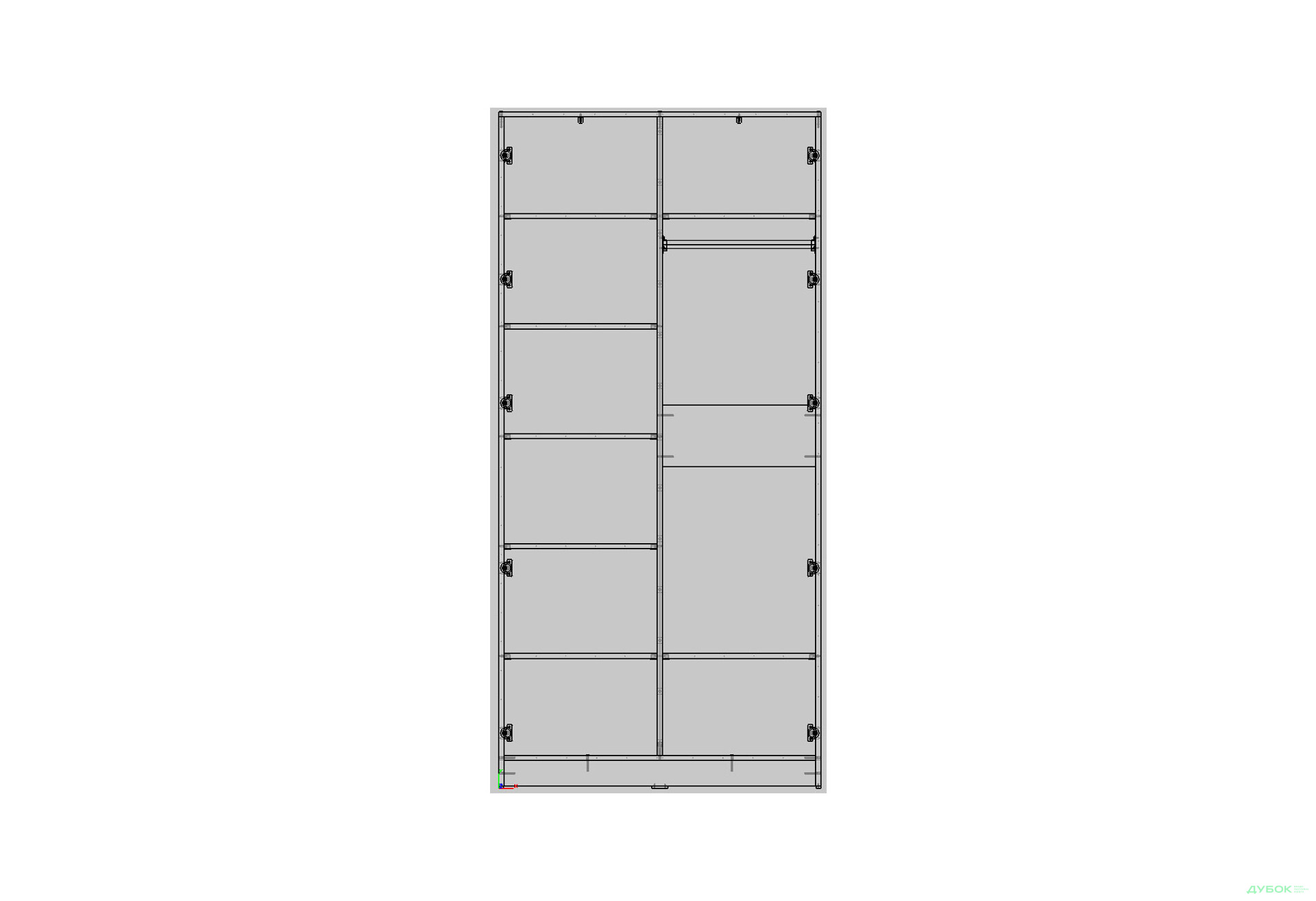 Шкаф Креденс Фениче Venus (0017) 2-дверный со штангой и полками 100 см, белый - Изображение 2 Изображение 2 - Шкаф Креденс Фениче Venus (0017) 2-дверный со штангой и полками 100 см, белый