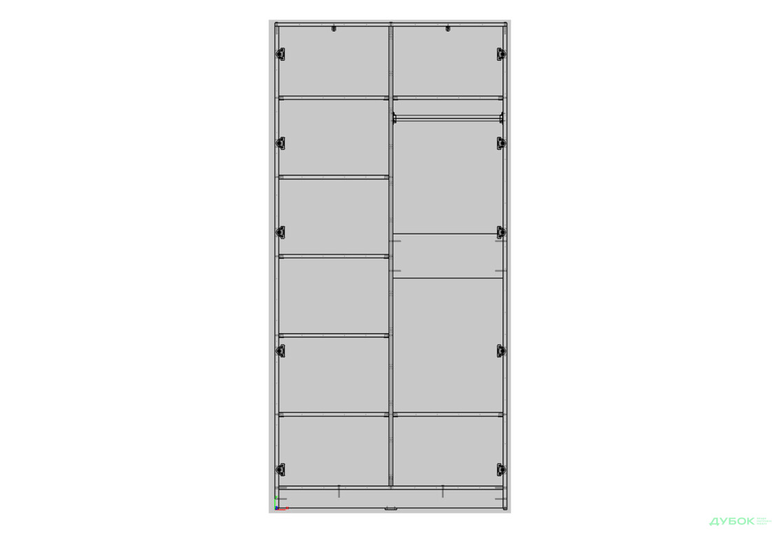 Зображення 2 - Шафа Kredens furniture Venus (0017) 2-дверна зі штангою і полицями 100 см, дуб аппалачі