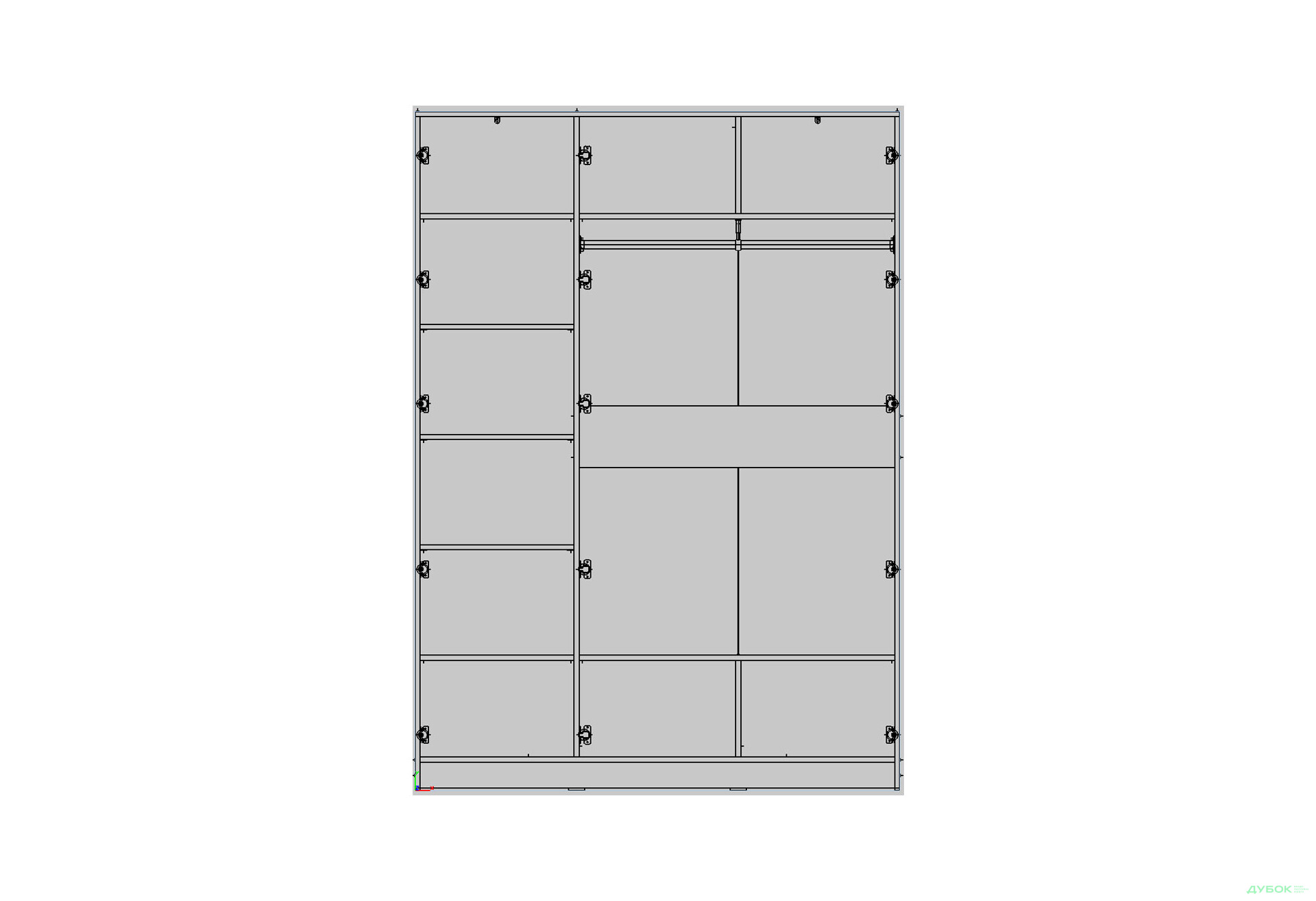 Шафа Kredens furniture Venus (0020) 3-дверна зі штангою і полицями 150 см, біла - Зображення 2 Зображення 2 - Шафа Kredens furniture Venus (0020) 3-дверна зі штангою і полицями 150 см, біла