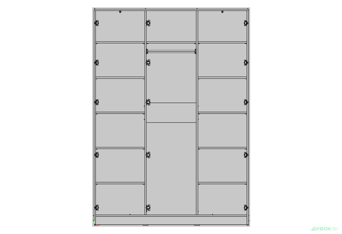 Шкаф Креденс Фениче Venus (0021) 3-дверный со штангой и полками 150 см, белый - Изображение 2 Изображение 2 - Шкаф Креденс Фениче Venus (0021) 3-дверный со штангой и полками 150 см, белый