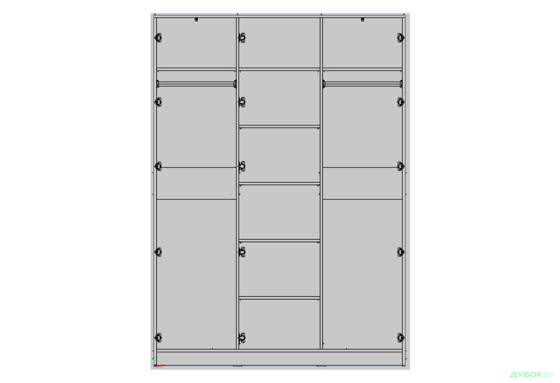 Шкаф Креденс Фениче Venus (0022) 3-дверный с полками и штангами 150 см, белый - Изображение 2 Изображение 2 - Шкаф Креденс Фениче Venus (0022) 3-дверный с полками и штангами 150 см, белый