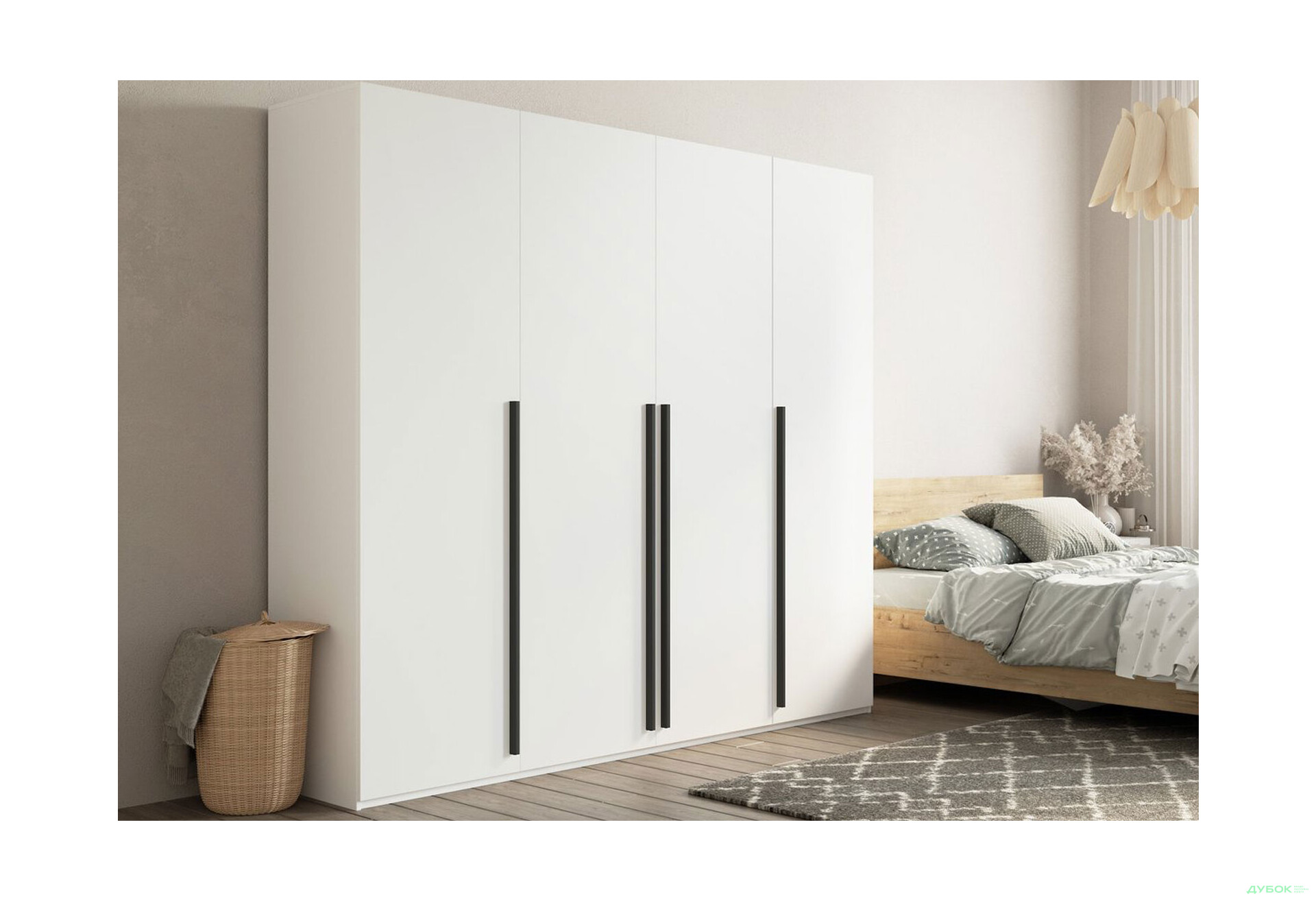 Шафа Kredens furniture Venus (0024) 4-дверна зі штангами і полицями 200 см, біла - Зображення 3 Зображення 3 - Шафа Kredens furniture Venus (0024) 4-дверна зі штангами і полицями 200 см, біла