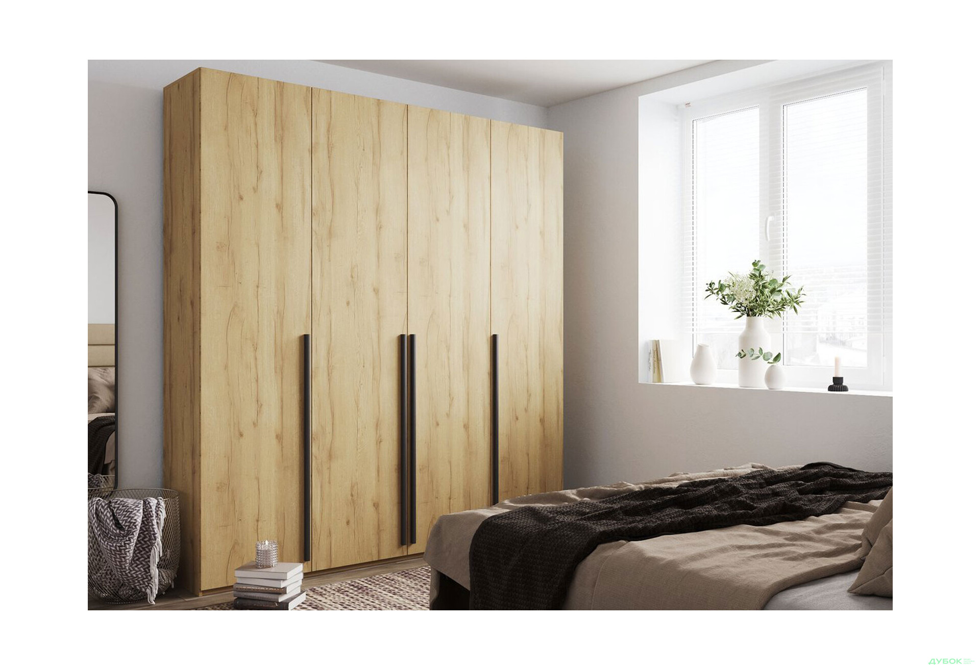 Зображення 3 - Шафа Kredens furniture Venus (0025) 4-дверна зі штангами і полицями 200 см, дуб аппалачі