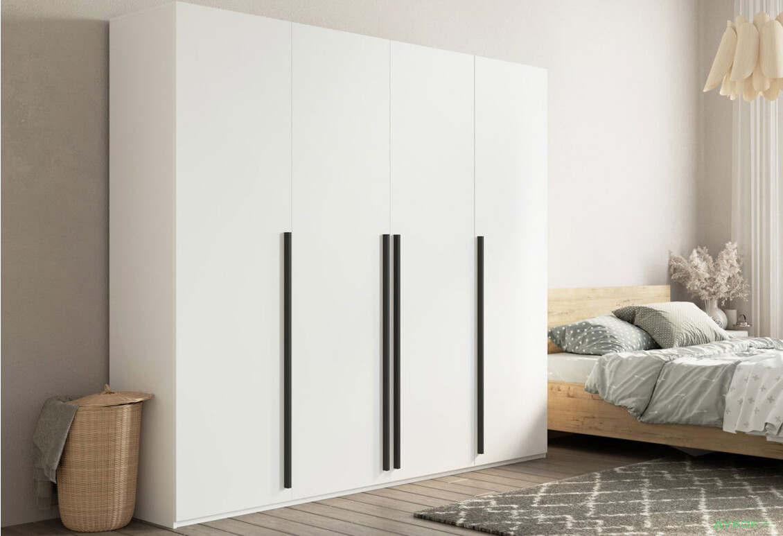 Шафа Kredens furniture Venus (0027) 4-дверна зі штангами і полицями 200 см, біла - Зображення 3 Зображення 3 - Шафа Kredens furniture Venus (0027) 4-дверна зі штангами і полицями 200 см, біла