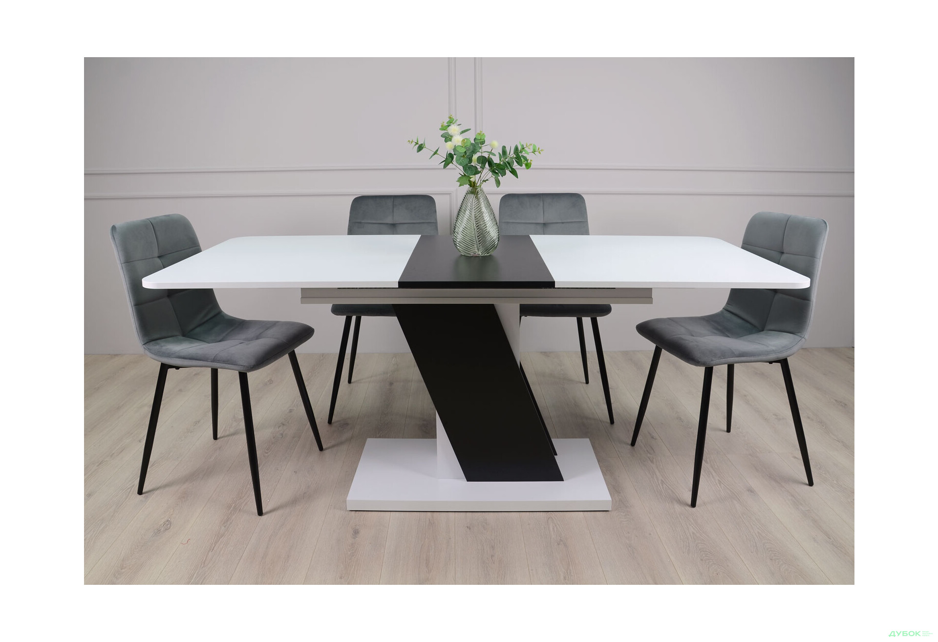 Стіл обідній Intarsio Карвело / Carvelo 140x80 см розкладний Біла аляска РЕ / Чорний уніколор - Зображення 3 Зображення 3 - Стіл обідній Intarsio Карвело / Carvelo 140x80 см розкладний Біла аляска РЕ / Чорний уніколор