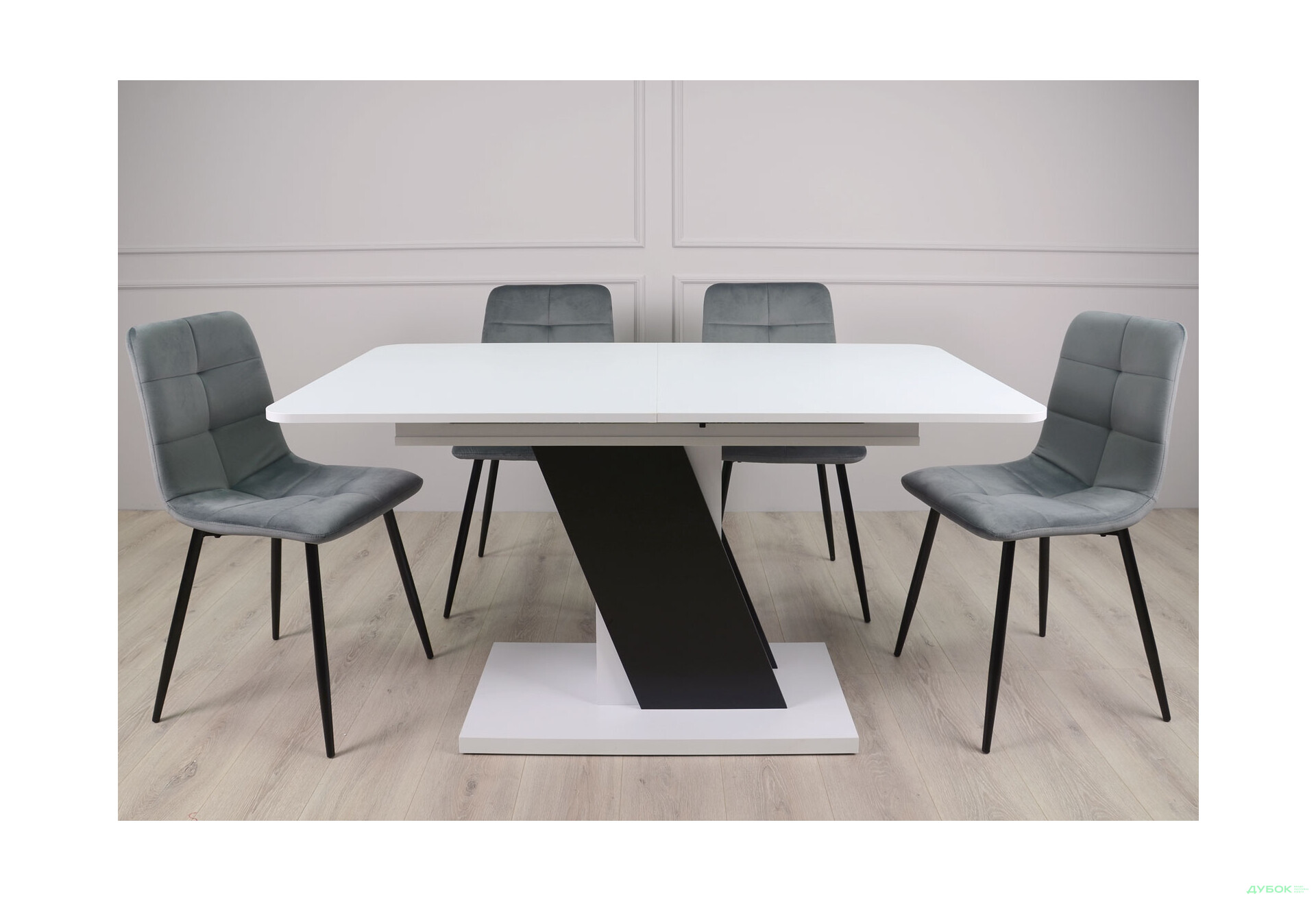 Стіл обідній Intarsio Карвело / Carvelo 140x80 см розкладний Біла аляска РЕ / Чорний уніколор - Зображення 8 Зображення 8 - Стіл обідній Intarsio Карвело / Carvelo 140x80 см розкладний Біла аляска РЕ / Чорний уніколор