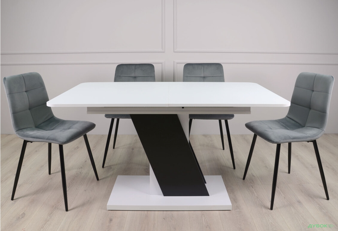 Стіл обідній Intarsio Карвело / Carvelo 140x80 см розкладний Біла аляска РЕ / Чорний уніколор - Зображення 8 Зображення 8 - Стіл обідній Intarsio Карвело / Carvelo 140x80 см розкладний Біла аляска РЕ / Чорний уніколор