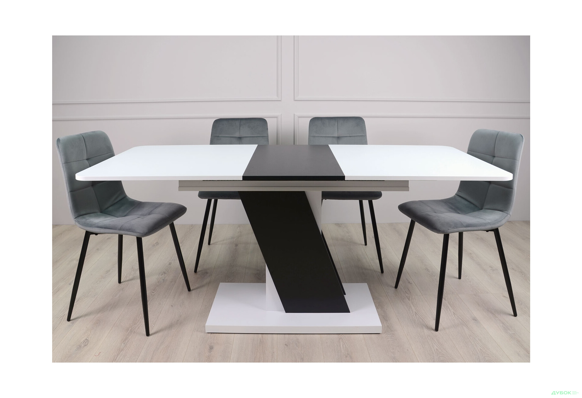 Стіл обідній Intarsio Карвело / Carvelo 140x80 см розкладний Біла аляска РЕ / Чорний уніколор - Зображення 9 Зображення 9 - Стіл обідній Intarsio Карвело / Carvelo 140x80 см розкладний Біла аляска РЕ / Чорний уніколор