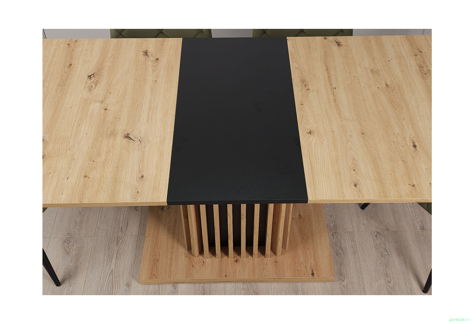 Стіл обідній Intarsio Касандра / Casandra 140x80 см розкладний, дуб артизан / чорний - Зображення 10 Зображення 10 - Стіл обідній Intarsio Касандра / Casandra 140x80 см розкладний, дуб артизан / чорний