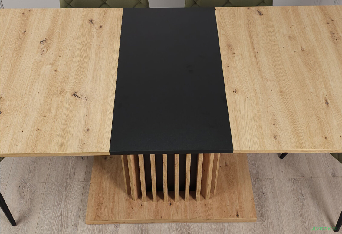 Стіл обідній Intarsio Касандра / Casandra 140x80 см розкладний, дуб артизан / чорний - Зображення 10 Зображення 10 - Стіл обідній Intarsio Касандра / Casandra 140x80 см розкладний, дуб артизан / чорний