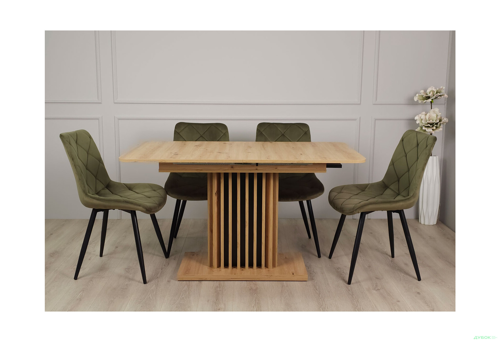 Стіл обідній Intarsio Касандра / Casandra 140x80 см розкладний, дуб артизан / чорний - Зображення 5 Зображення 5 - Стіл обідній Intarsio Касандра / Casandra 140x80 см розкладний, дуб артизан / чорний