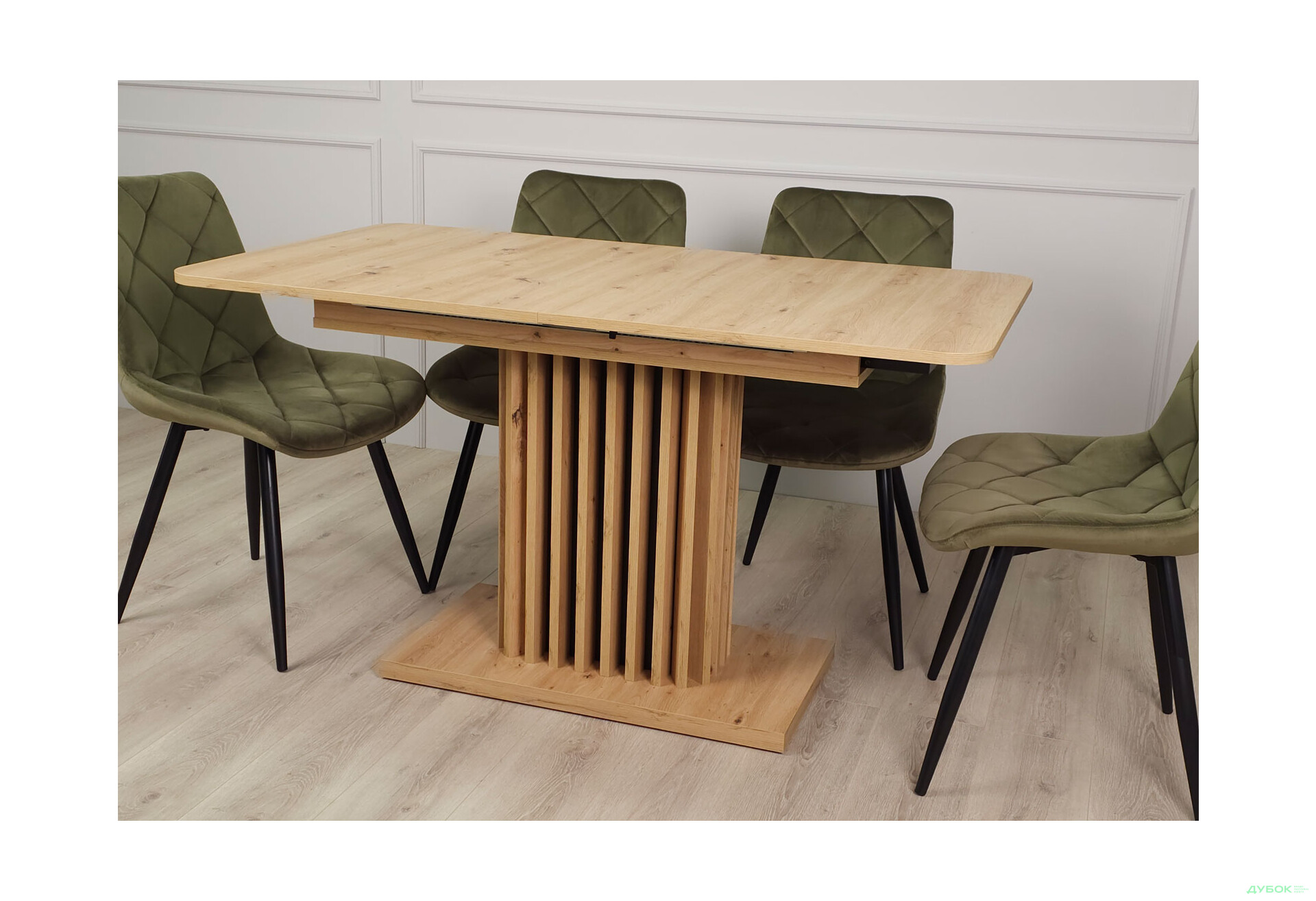 Стіл обідній Intarsio Касандра / Casandra 140x80 см розкладний, дуб артизан / чорний - Зображення 6 Зображення 6 - Стіл обідній Intarsio Касандра / Casandra 140x80 см розкладний, дуб артизан / чорний