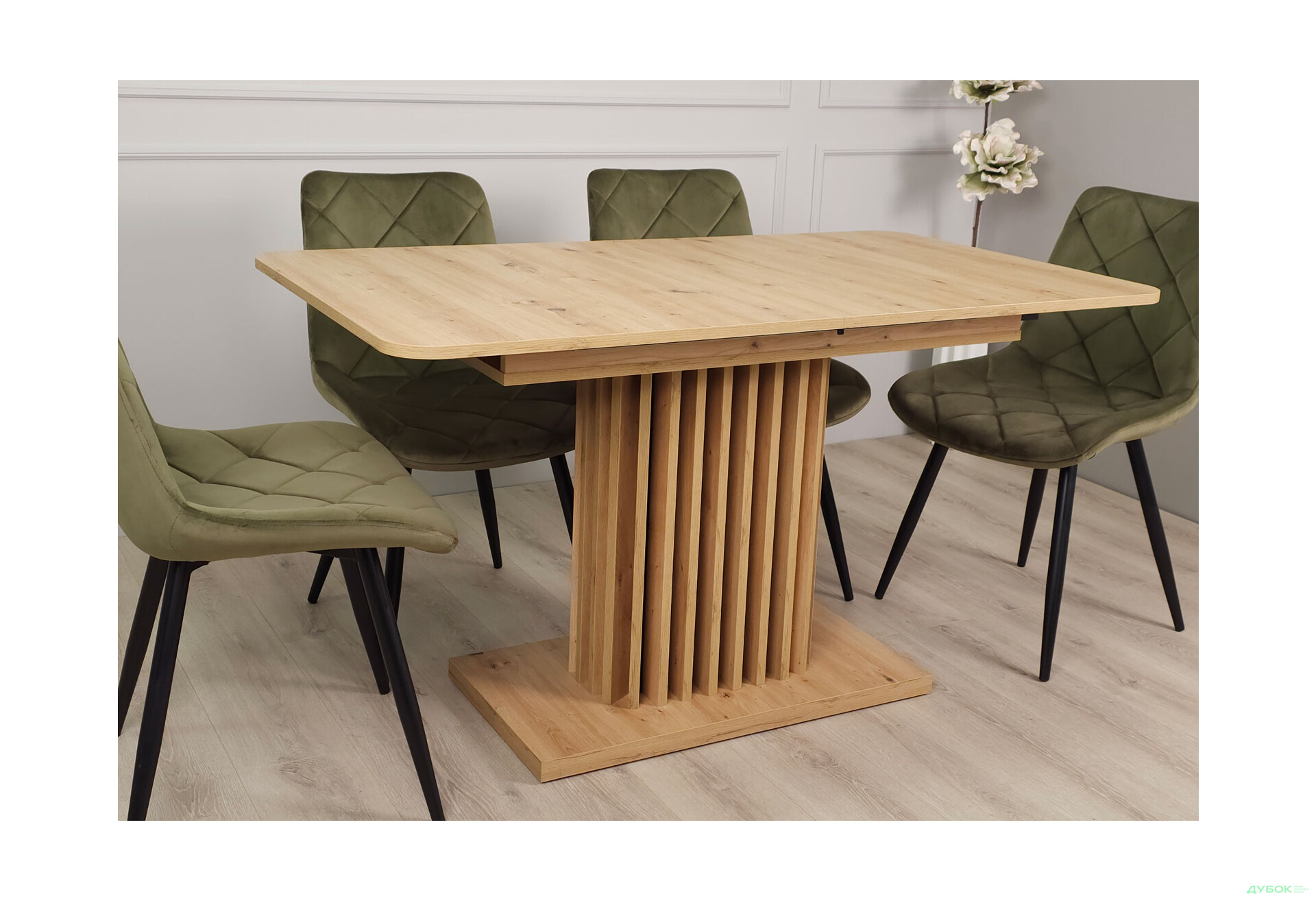 Стіл обідній Intarsio Касандра / Casandra 140x80 см розкладний, дуб артизан / чорний - Зображення 8 Зображення 8 - Стіл обідній Intarsio Касандра / Casandra 140x80 см розкладний, дуб артизан / чорний