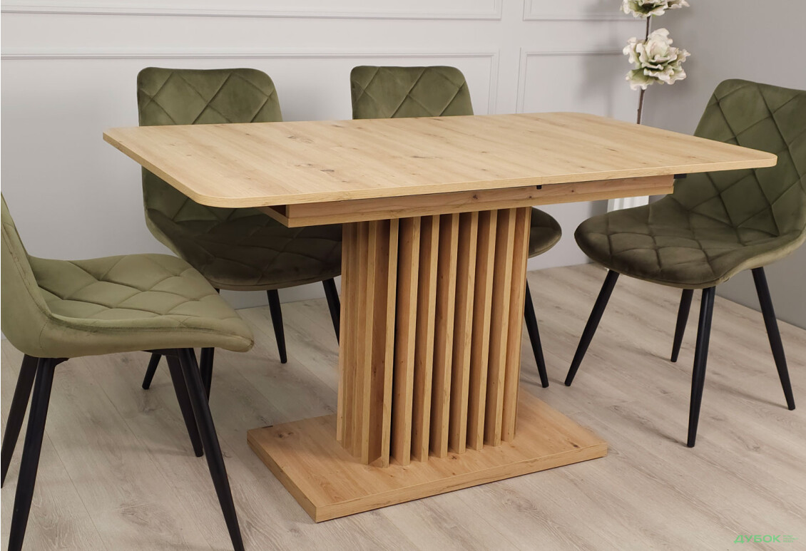 Стіл обідній Intarsio Касандра / Casandra 140x80 см розкладний, дуб артизан / чорний - Зображення 8 Зображення 8 - Стіл обідній Intarsio Касандра / Casandra 140x80 см розкладний, дуб артизан / чорний