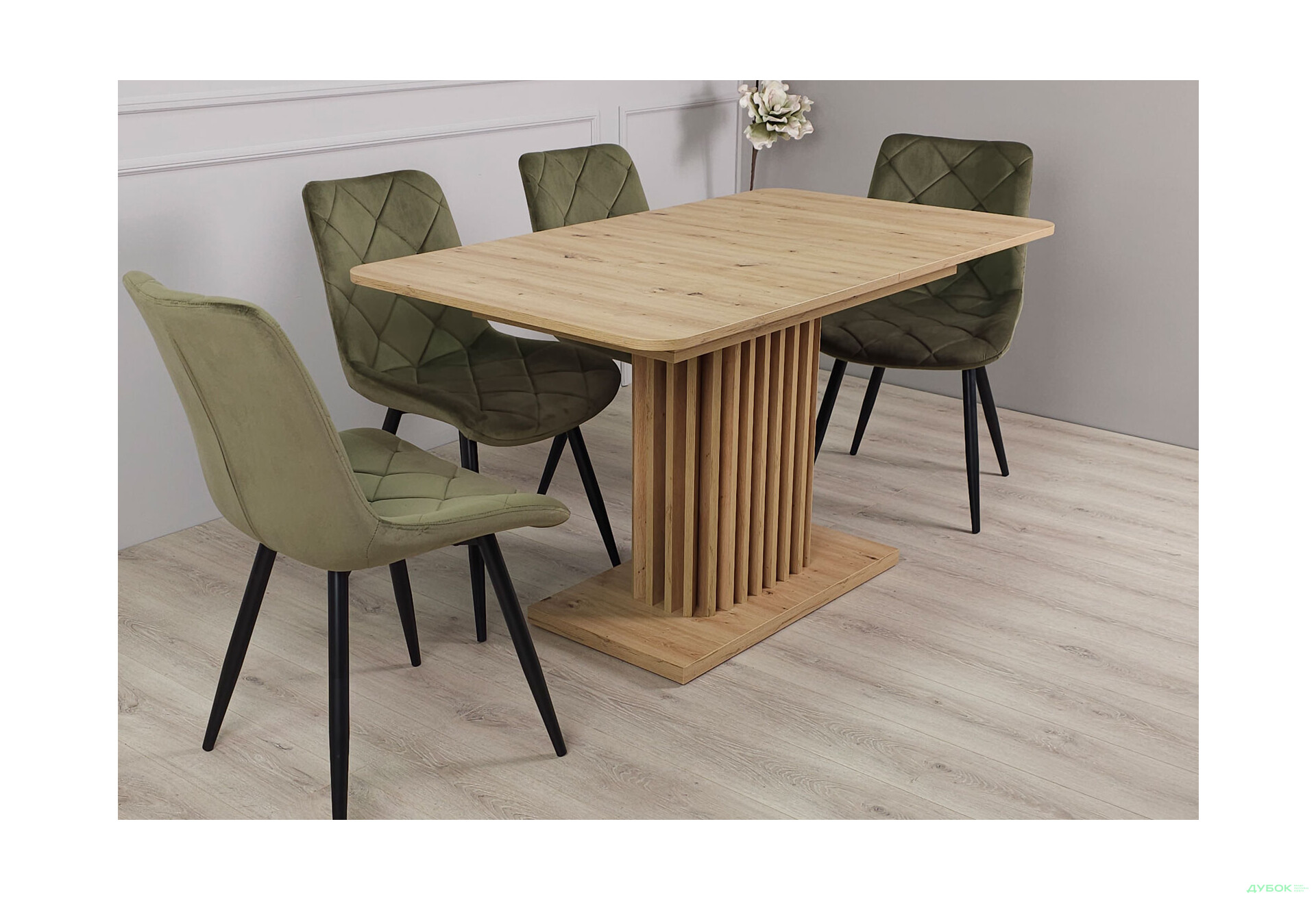 Стіл обідній Intarsio Касандра / Casandra 140x80 см розкладний, дуб артизан / чорний - Зображення 9 Зображення 9 - Стіл обідній Intarsio Касандра / Casandra 140x80 см розкладний, дуб артизан / чорний