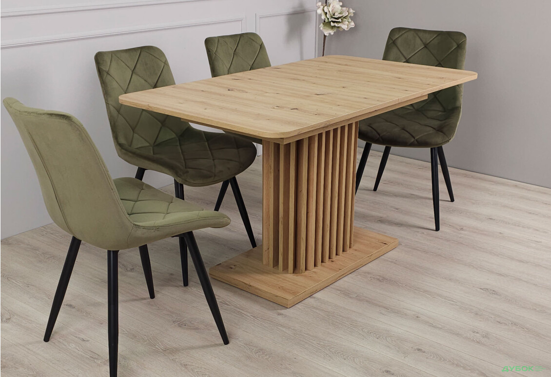 Стіл обідній Intarsio Касандра / Casandra 140x80 см розкладний, дуб артизан / чорний - Зображення 9 Зображення 9 - Стіл обідній Intarsio Касандра / Casandra 140x80 см розкладний, дуб артизан / чорний