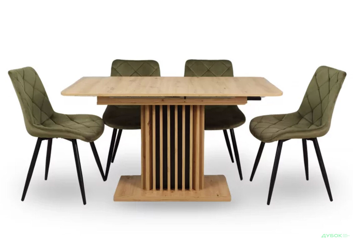 Стіл обідній Intarsio Касандра / Casandra 140x80 см розкладний, дуб артизан / чорний - Зображення 4 Зображення 4 - Стіл обідній Intarsio Касандра / Casandra 140x80 см розкладний, дуб артизан / чорний