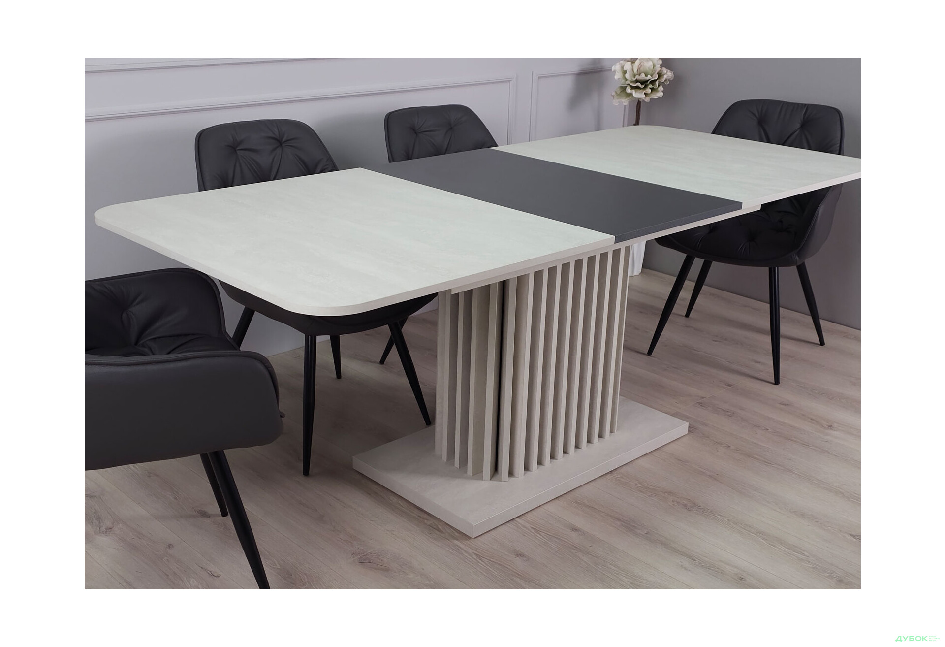 Изображение 7 - Стол обеденный Intarsio Касандра Макс / Casandra Max 160x90 см раскладной, шелковый камень / антрацит