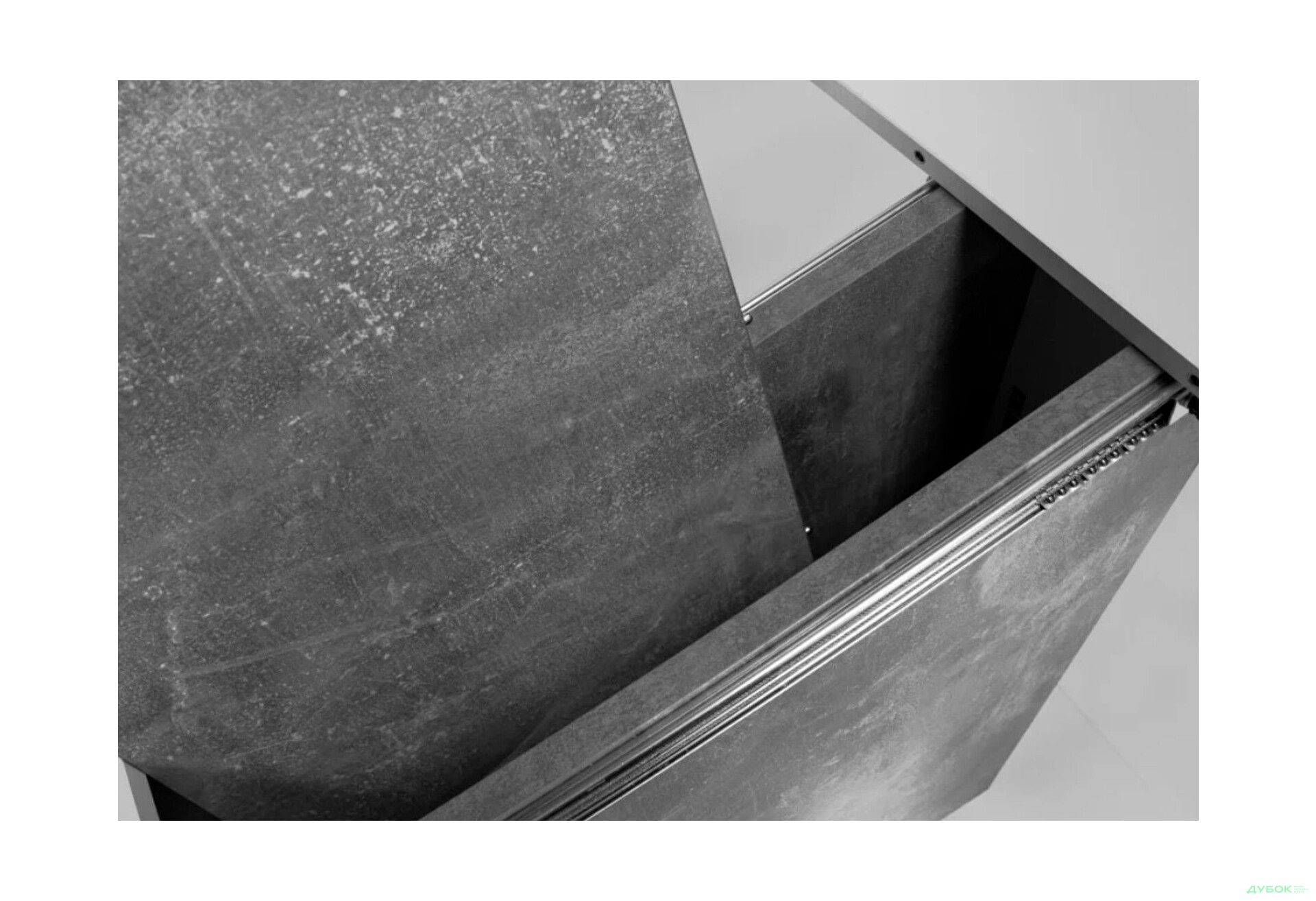 Стіл обідній Intarsio Космо / Cosmo 110x68 см розкладний Біла аляска / Індастріал - Зображення 6 Зображення 6 - Стіл обідній Intarsio Космо / Cosmo 110x68 см розкладний Біла аляска / Індастріал