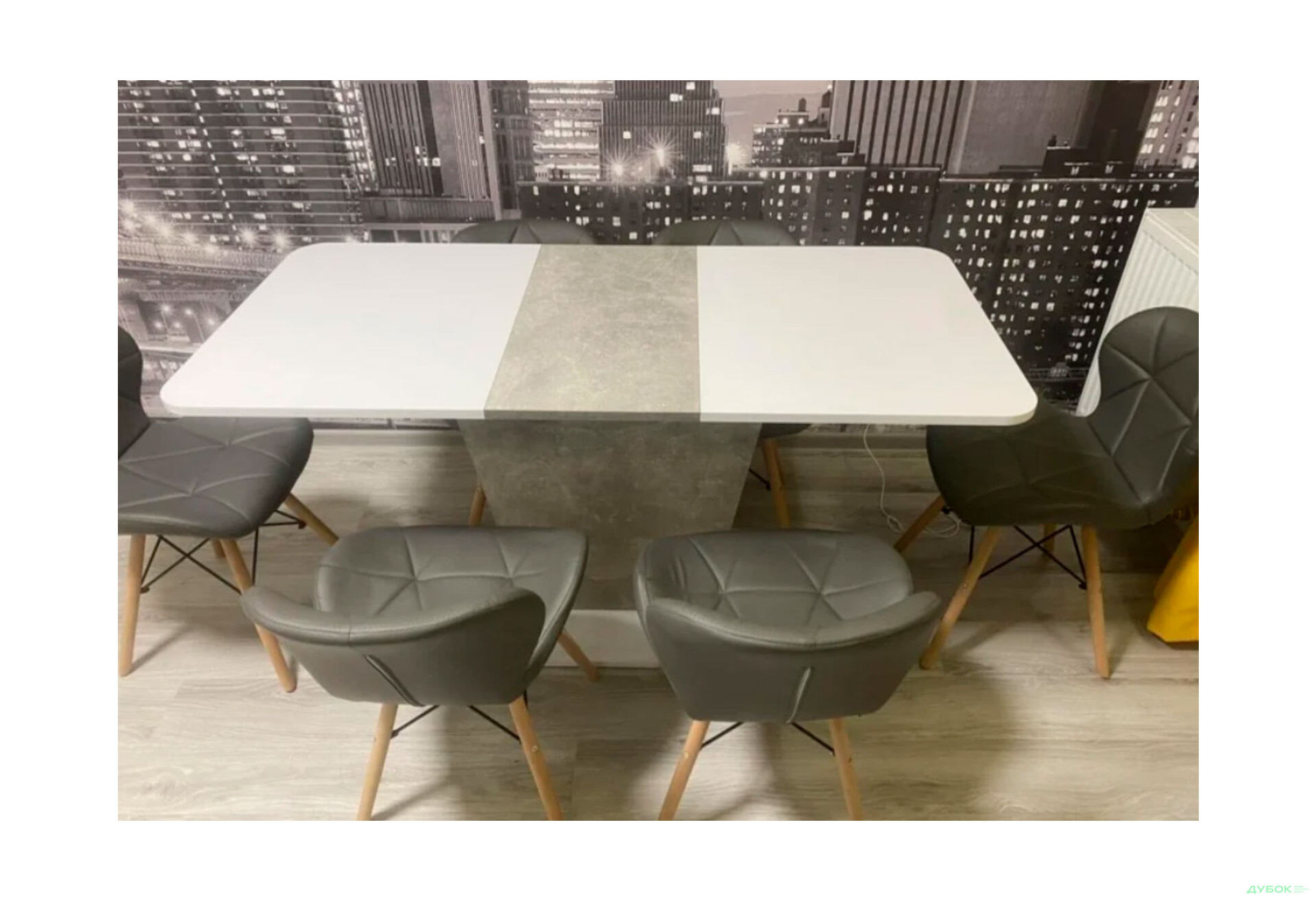 Стіл обідній Intarsio Космо / Cosmo 110x68 см розкладний Біла аляска / Індастріал - Зображення 8 Зображення 8 - Стіл обідній Intarsio Космо / Cosmo 110x68 см розкладний Біла аляска / Індастріал