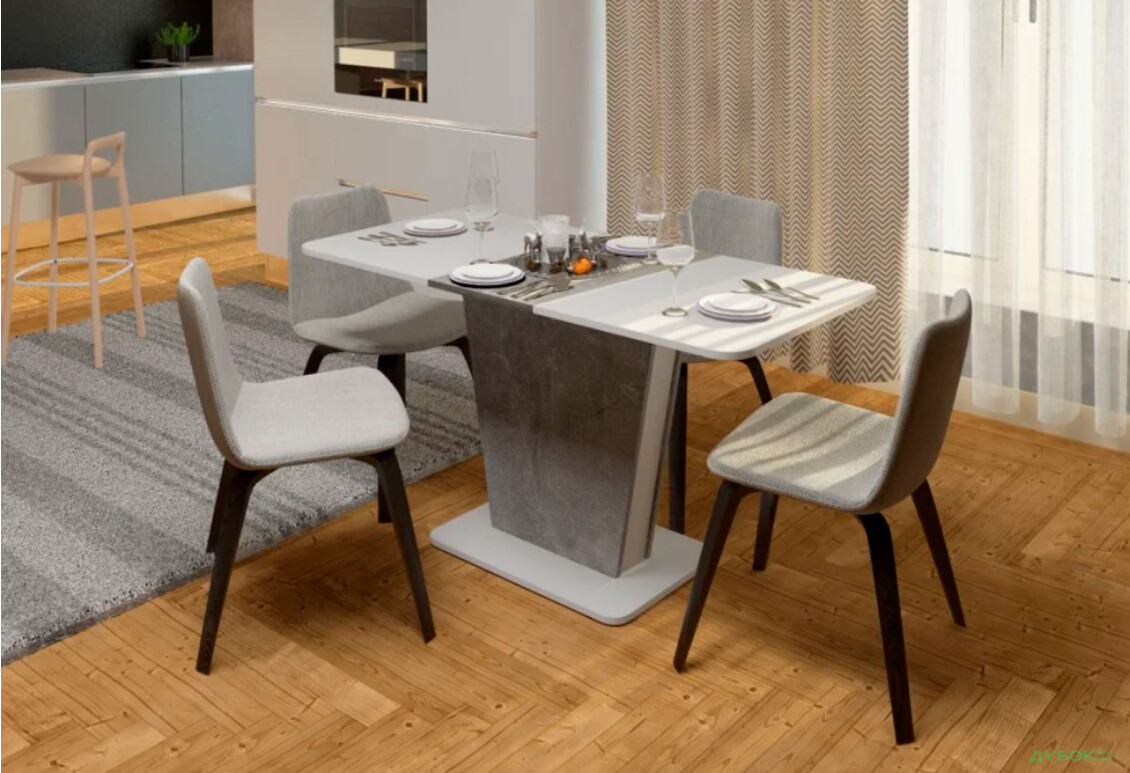 Стіл обідній Intarsio Космо / Cosmo 110x68 см розкладний Біла аляска / Індастріал - Зображення 12 Зображення 12 - Стіл обідній Intarsio Космо / Cosmo 110x68 см розкладний Біла аляска / Індастріал