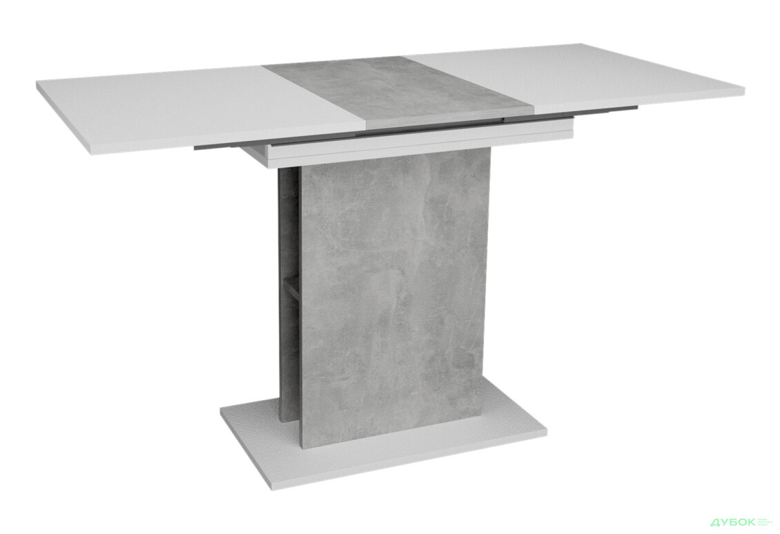 Стіл обідній Intarsio Стоун / Stoun 100x60 см розкладний Біла аляска / Індастріал - Зображення 2 Зображення 2 - Стіл обідній Intarsio Стоун / Stoun 100x60 см розкладний Біла аляска / Індастріал