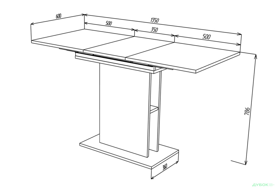 Стіл обідній Intarsio Стоун / Stoun 100x60 см розкладний Антрацит / Дуб крафт золотий - Зображення 8 Зображення 8 - Стіл обідній Intarsio Стоун / Stoun 100x60 см розкладний Антрацит / Дуб крафт золотий