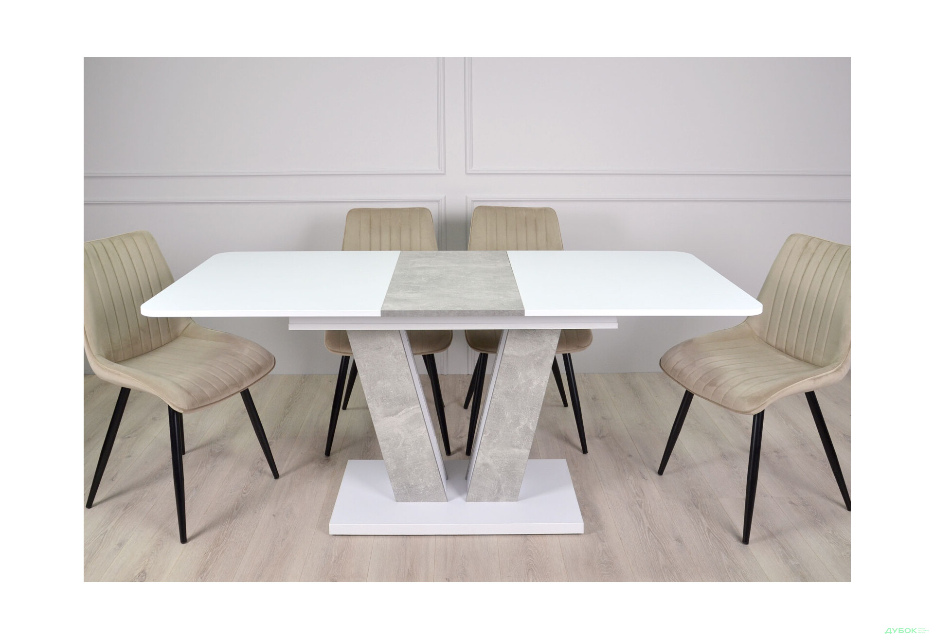 Изображение 3 - Стол обеденный Intarsio Торино / Torino 140x80 см раскладной Белая аляска / Индастриал