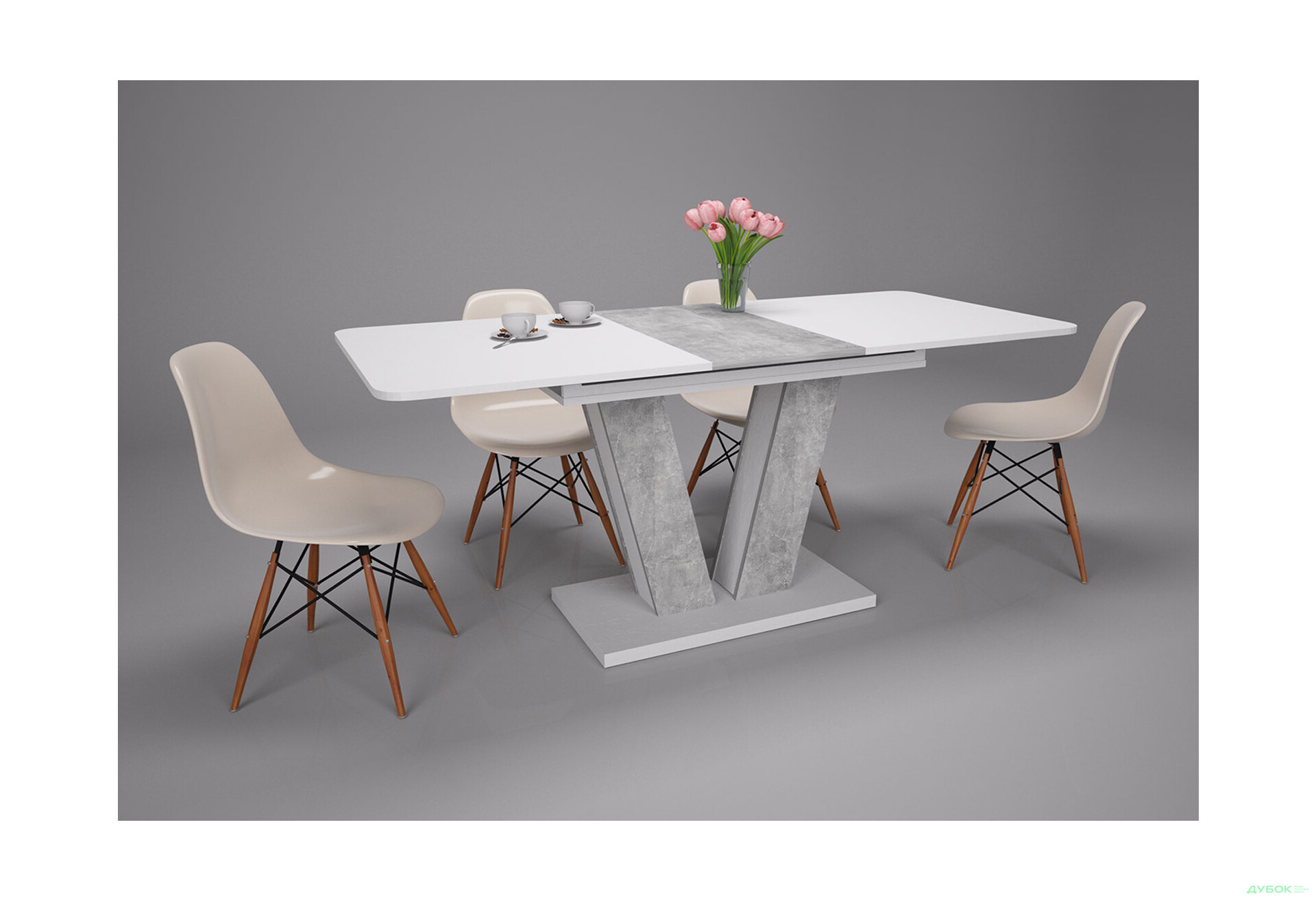 Изображение 11 - Стол обеденный Intarsio Торино / Torino 140x80 см раскладной Белая аляска / Индастриал