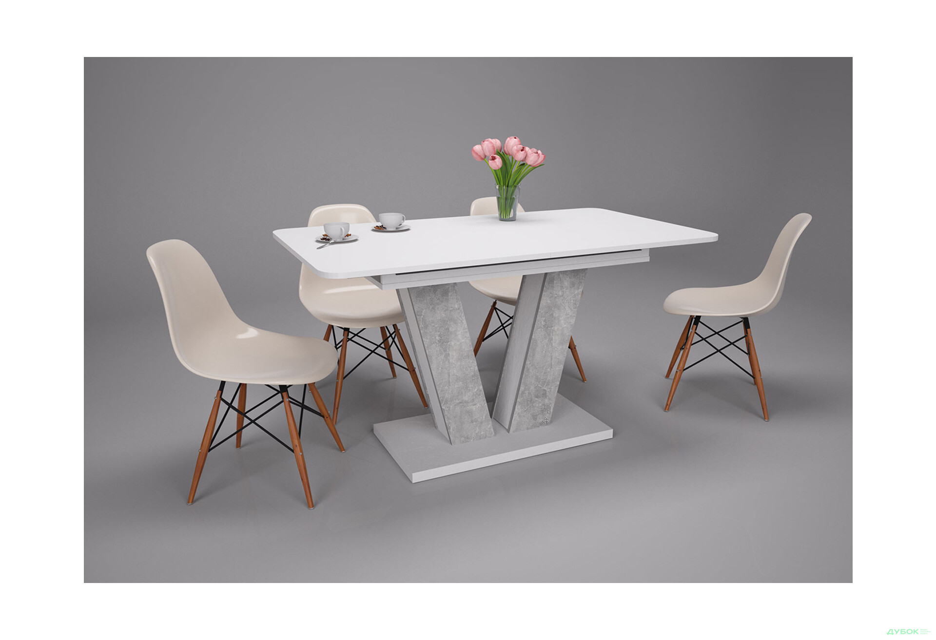 Изображение 12 - Стол обеденный Intarsio Торино / Torino 140x80 см раскладной Белая аляска / Индастриал