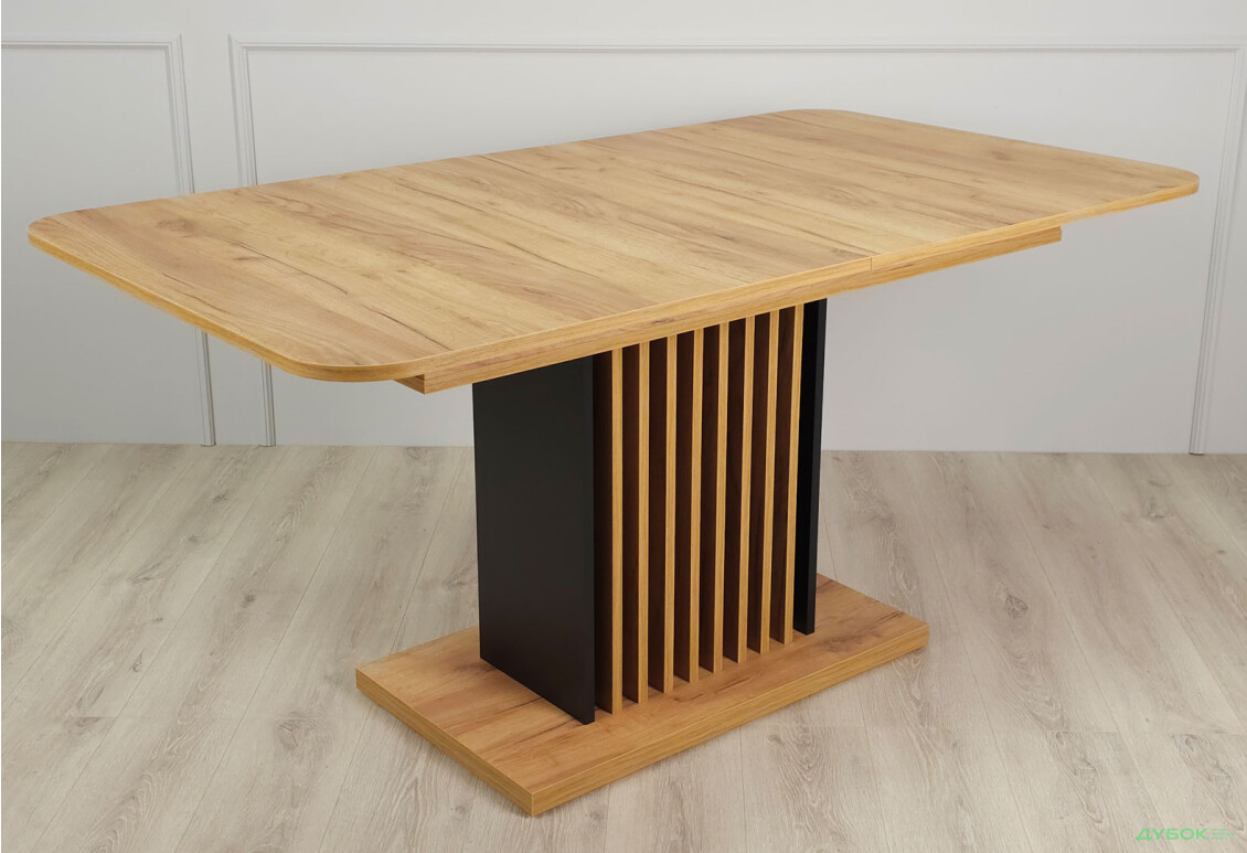 Зображення 4 - Стіл обідній Intarsio Тренд / Trend 160x90 см розкладний, дуб крафт золотий / чорний