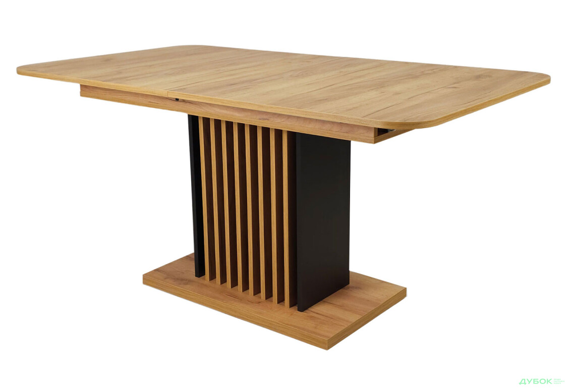 Стіл обідній Intarsio Тренд / Trend 160x90 см розкладний, дуб крафт золотий / чорний