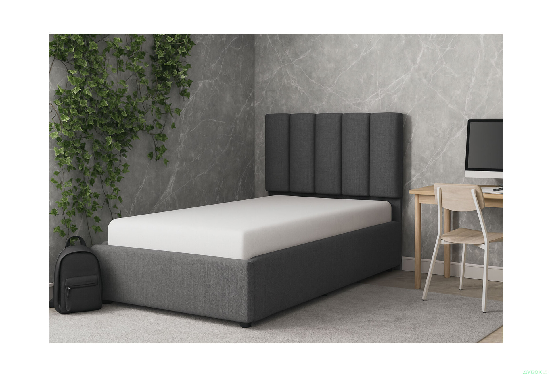 Ліжко-подіум UMa Монро 90х200 см підйомне дерев'яний каркас, сіро-коричневе (Fancy 96) - Зображення 2 Зображення 2 - Ліжко-подіум UMa Монро 90х200 см підйомне дерев'яний каркас, сіро-коричневе (Fancy 96)